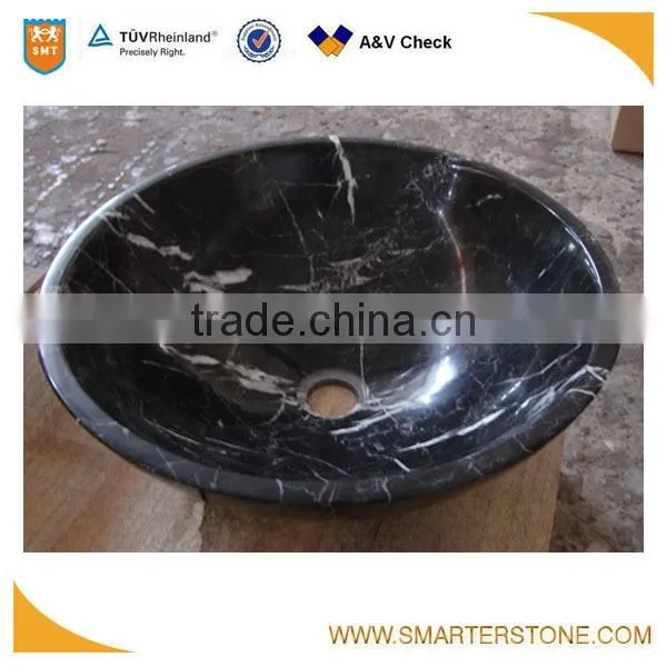 Unique Veins Ancient Wooden Marble Wash Basin Black photo-2