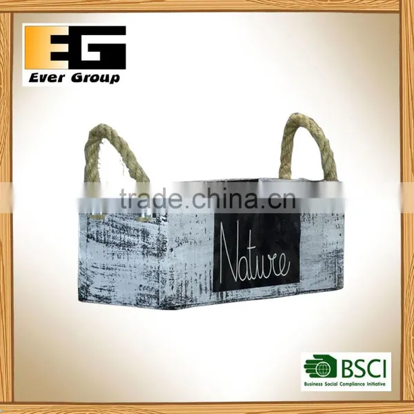 Rectangle Shape Wooden Pot Planters With Rope Handles photo-2