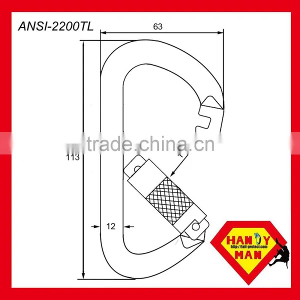 ANSI-2448TL Galvanized Steel Classic D Type Twist Lock ANSI Carabiner photo-5