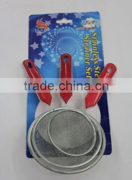 3pc Red Plastic Handle Small Oil Strainer Set photo-1