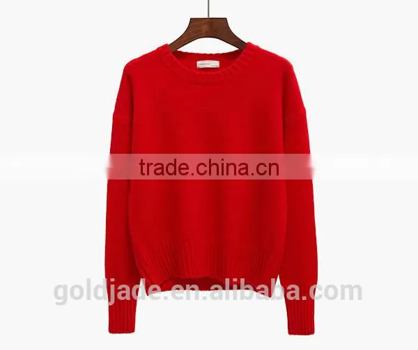 2016 New Korean Style Spring Winter Autumn Round Neck Long Sleeve Plain Women Sweater photo-4