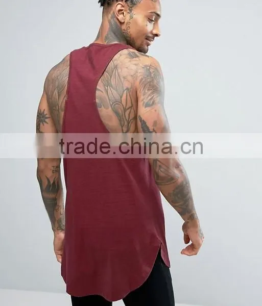 High Quality New Design Custom Dark Red Color Gym Wear Comfortable 100% Cotton Fashion Men's Sport Vest photo-2