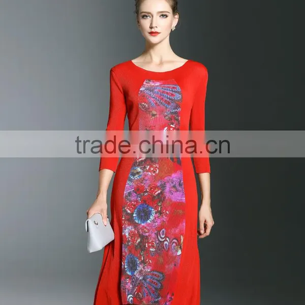 Hot Design Wholesale Women Pleated Tie Dye Maxi Dress photo-5