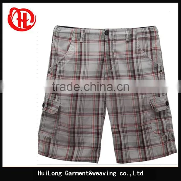 Wholesale Short Pants Plus Size Washed Plaid Men's Shorts photo-3