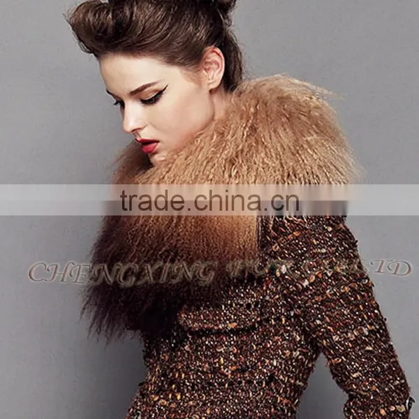 CX-A-62B Tip Dyed Women Detachable Real Mongolian Lamb Fur Collar photo-3
