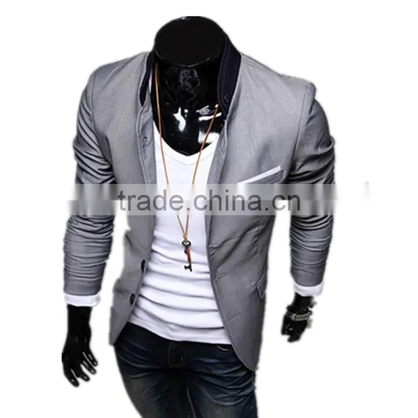Mens Korean Slim Fit Fashion Blazer Suit Jacket Black Gray Red Size M to 2XL Male Blazers Mens Coat Wedding Dress photo-4