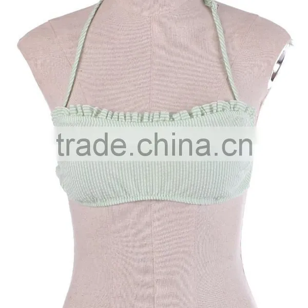 Monogrammed Seersucker Bandeau Swim Top photo-2