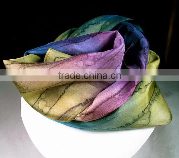 Scarf, Silk Scarf, Hand Painted Silk Scarf - Quintessence Silk - Purple Moss Blue - Spellbound Magic photo-3