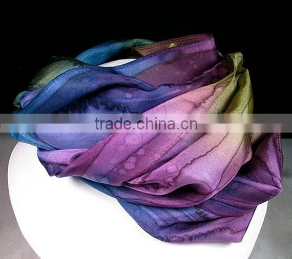 Scarf, Silk Scarf, Hand Painted Silk Scarf - Quintessence Silk - Purple Moss Blue - Spellbound Magic photo-4