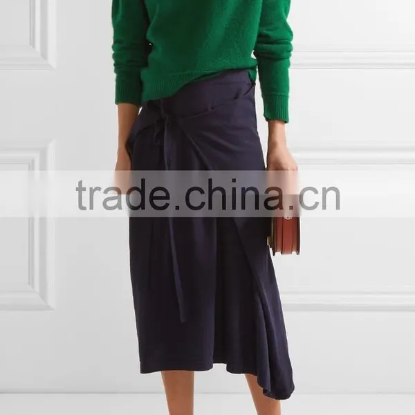 Slips On Wholesale High Quality Cropped Cashmere Sweater of Green Color photo-4