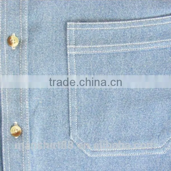 Short Sleeve Contrast Color Floral Denim Shirts photo-3