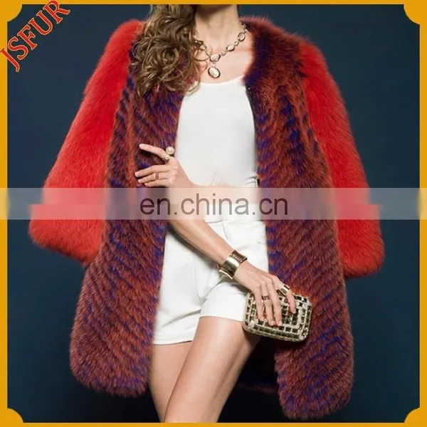 Noble Mixed Color Real Raccoon Fur Made Lady's Coat Fur Coat Sex Real Raccoon Fur Coat