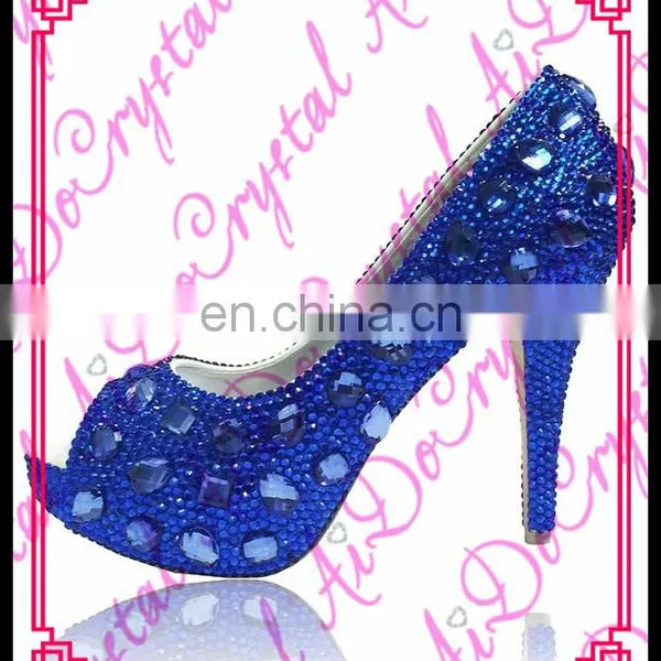 Aidocrystal 2016 Fashion Ladies Pumps Shoes Italian Purple Crystal Diamond Bridal Wedding Jeweled High Heel Shoes and Bag Set photo-3
