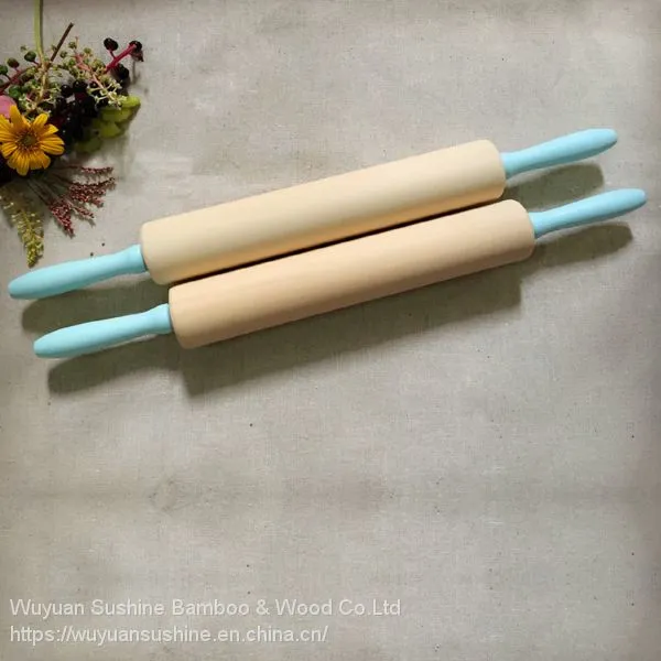 Wooden Rolling Pin,Handles With Paint,Made of Chinese Cherry photo-2