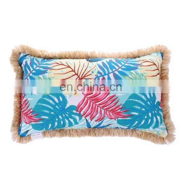 Hot Sell Tropical Outdoor Leaf Pillows Green Leaves Printing Outdoor Furniture Sofa Pillow Case photo-2