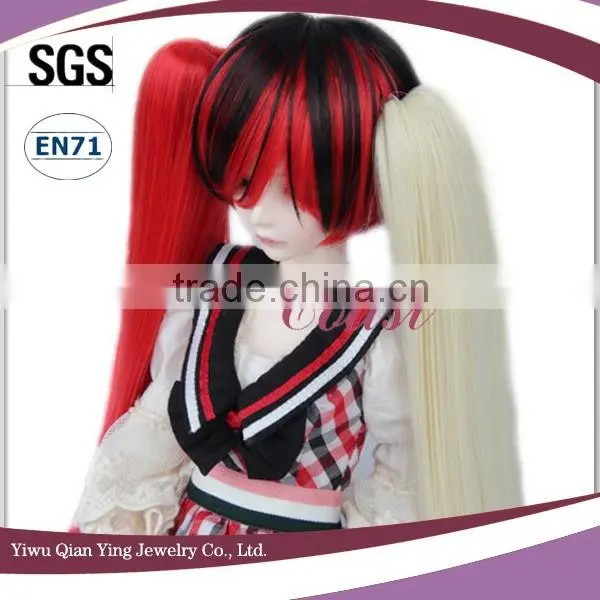 Red and Black Synthetic 1 Bjd Wigs for Doll With Two Straight Ponytail photo-3