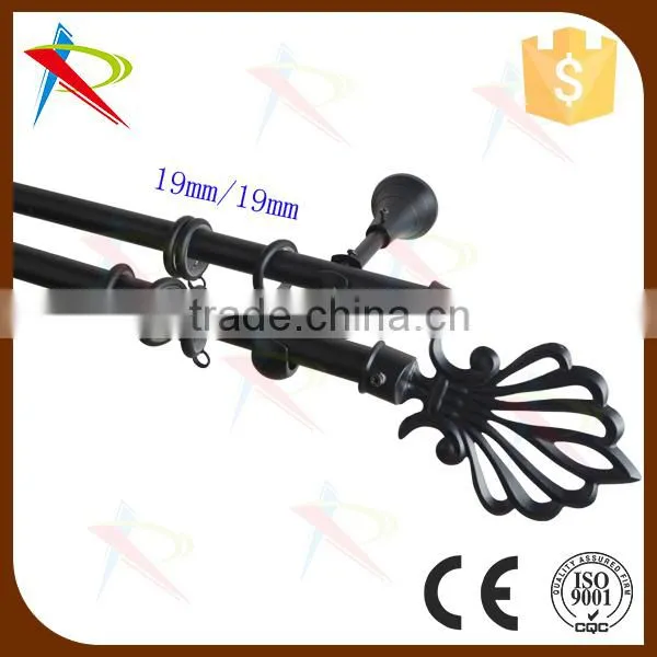 100% Non-rust Durable Double Curtain Bracket/ Wall Pole Brackets /black Double Curtain Bracket photo-3