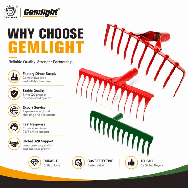 Garden Rake With Handle Garden Long Rake Garden Rake Lawn Steel Head Tool for Soil Leveling Planting Yard Work and Farm Garden Use photo-5