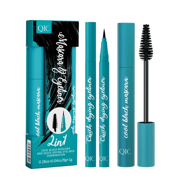 QIC 2-in-1 Eyeliner & Mascara Set – Waterproof, Smudge-proof; Lengthening, Volumizing, and Curling Makeup photo-5
