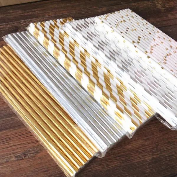Ningbo PartyKing Golden Foil Option Design Paper Straws For Wedding Birthday Party Fashion Drinking Straws Decoration Supplies photo-5