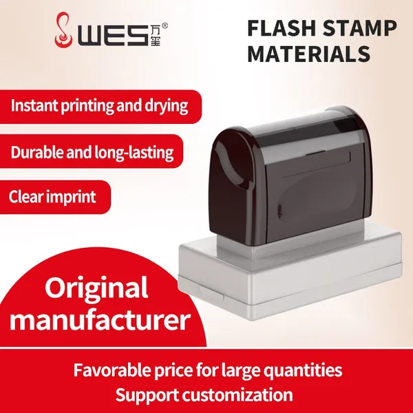 Flash Stamp Rectangular Plastic WES Custom Text Logo for Corporate Seals Financial Stamps Business Use