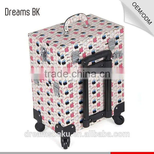 Professional Salon Beauty Box Pvc Cosmetic Makeup Kits Case With Rolling Wheels photo-3