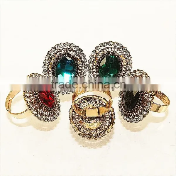 Big Gold Ring With Big Oval Stone Shape Finger Ring photo-5
