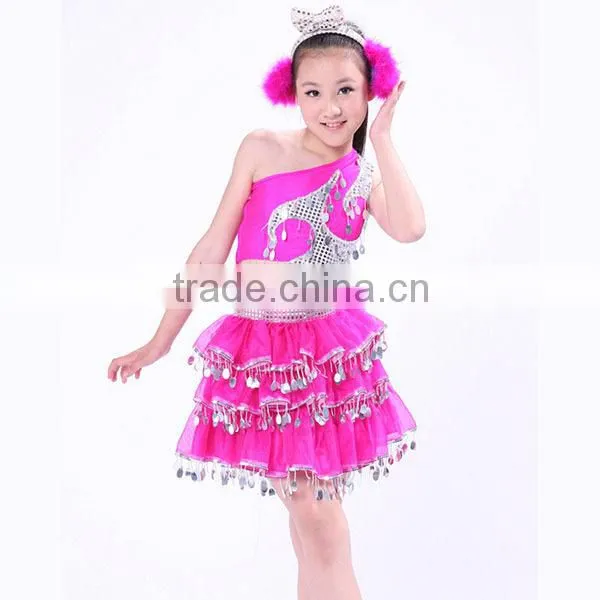 Supply Beautiful Show Girls Dance Costume Kids Modern Dance Arabic Mongolian Dance Sequin Costume photo-2