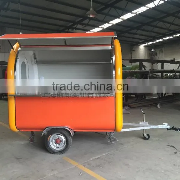 7.6*5.5ft Yellow and Orange Food Van/Street Food Vending Cart For Sales,Hot Dog Cart/Mobile Food Trailer With Big Wheels photo-5