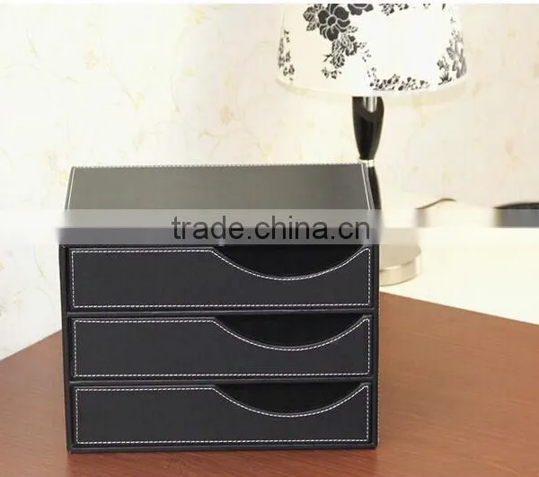 Home & Office Stationery ,hot Sell Pu Faux Leather 4 Drawer Sorter Desk Orgainser photo-2