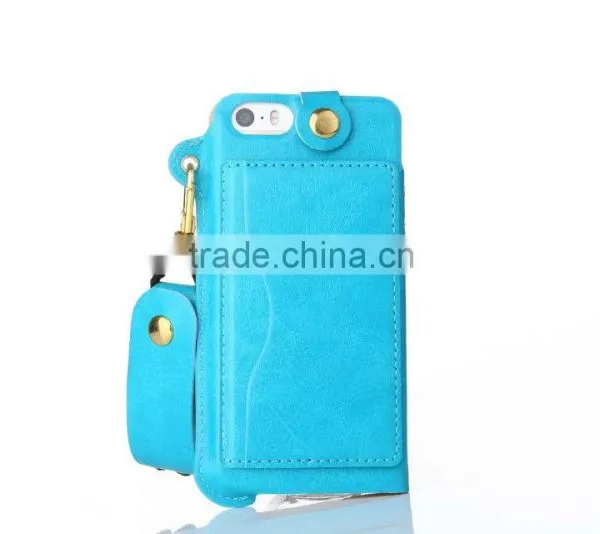 Anti Shock PU Back Stand Case for IPhone SE With String Leather Rubber Cover With Card Slot for IPhone 5 5s 5c MT-5764 photo-4