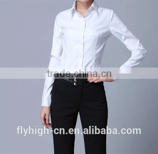 Supply Custom Logo Office Ladies Fashion Work Shirt photo-4