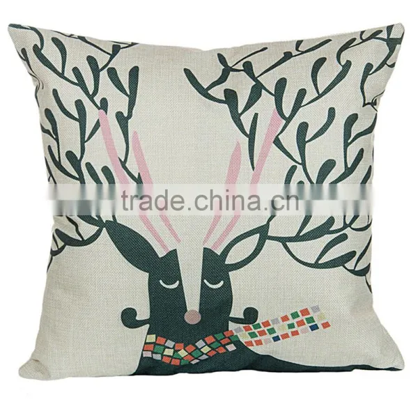 2016 Hot Sale Home Decorative Custom Deer Printing Linen Cheap Cushion Cover photo-3