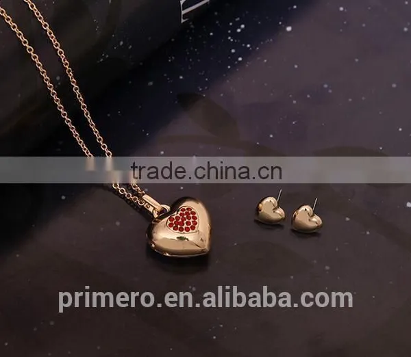 New Arrive Gold Plated Jewelry Fashion Cute Pretty Heart Necklace Earring Set TOP Quality photo-4