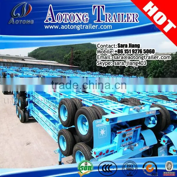 Factory Price Aotong 3 Axles 40 ft Skeleton Container Trailer , 20 ft Skeleton Semi Trailer Container Chassis photo-3