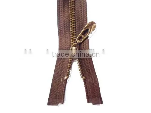 5# Metal Aluminum Zipper Plated Bronze Teeth Zipper Open End Zipper With Fancy Slider Coate Zipper photo-3