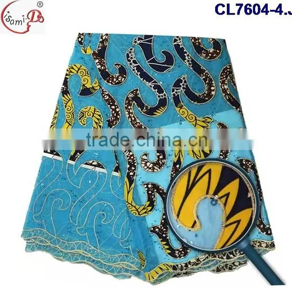CL7604 Hot Sell African Market Wax Lace Fabric for Women Making Dress,ankara Lace photo-4