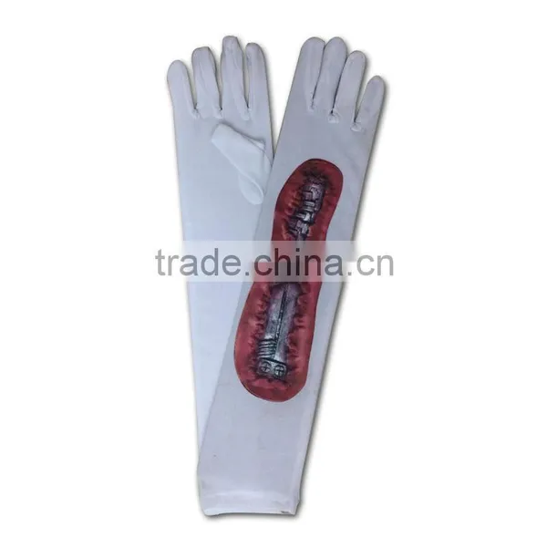 White Halloween Costume Long Arm Gloves LG-029 photo-2