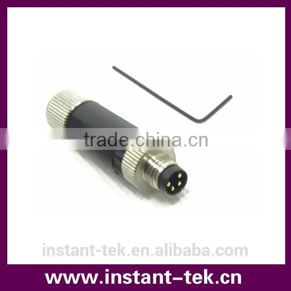 INST M8 Female Male Angle 90 Degree Cable Mould 4pin Circular Ip67 Waterproof Connector photo-2