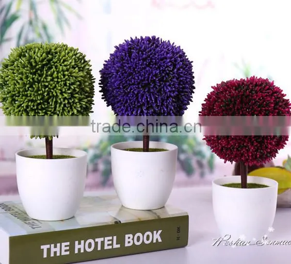 High Quality Table Decoration Artificial Topiary Grass Ball Bonsai Potted Plant photo-4