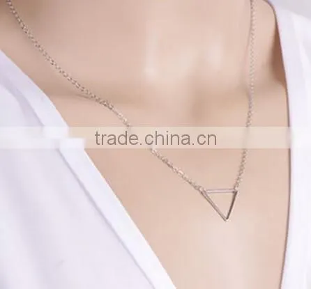 Fashion Simple Charm Jewelry Hollow OutTriangle Pendant Chain Pendant Clavicle Necklace photo-2