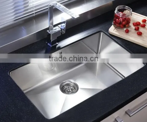 R10-3018-10 Kitchen Accessories Rectangular Stainless Steel Undermount Single Handmade Kitchen Sink With Round Corner photo-6
