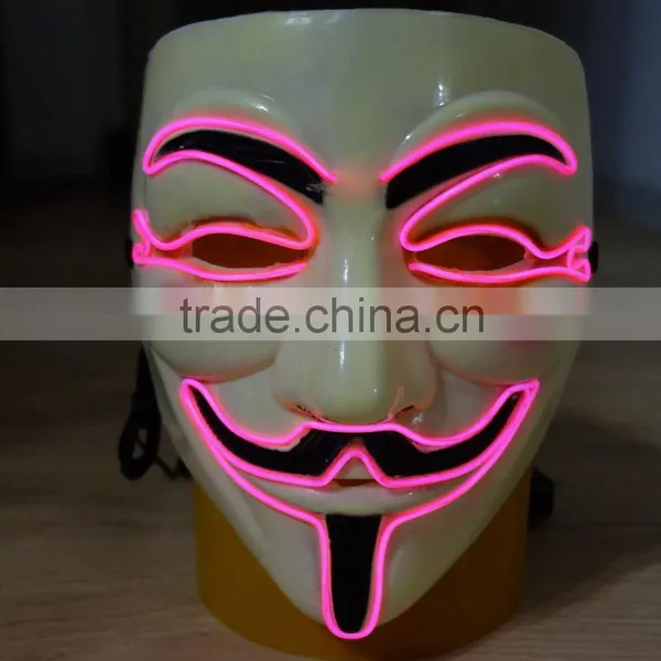 V for Vendetta el Wire Mask / EL Wire Halloween Mask / EL WIRE Masquerade Face Mask photo-4