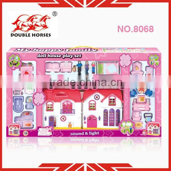 Plastic Play Set 8068 Plastic Toy Villa With Doorbell,light and Pendant Lamp