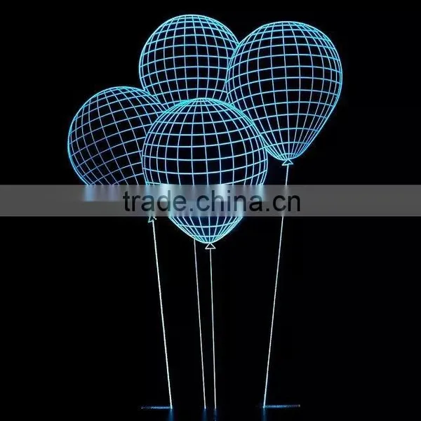 3D Optical Illusion Ballon Night Lamp Night Light 10 Colorful LEDs Ultra-thin Acrylic Light Panel AA Battery or DC 5V photo-2
