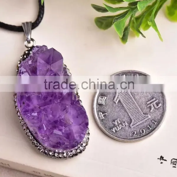 Lovely Natural Amethyst Geodes Crystal Pendants photo-3