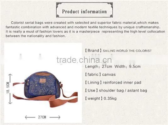 Classical Chinese Handmade Folk Style Ladies Canvas Messenger Bag photo-5