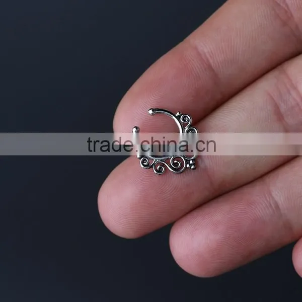 Tribal Swirls Flower Indian Fake Nose Ring photo-5