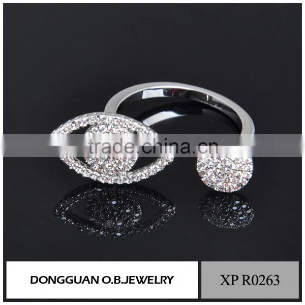 Top Quality Ladies Brass Plated Sliver Finger Ring/fashion White CZ Gemstone Ring photo-5