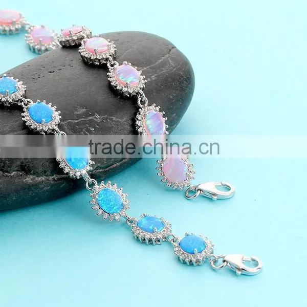 925 Sterling Silver Pink Opal Bracelet Manufacturer SBI184W-A photo-2
